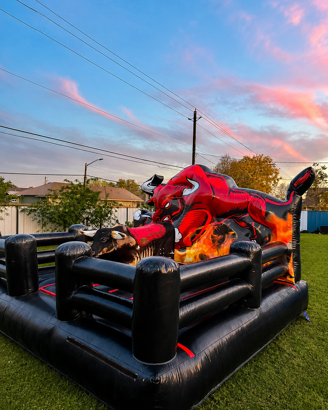 Mechanical bull entertainment setup by Creasiones Nerys